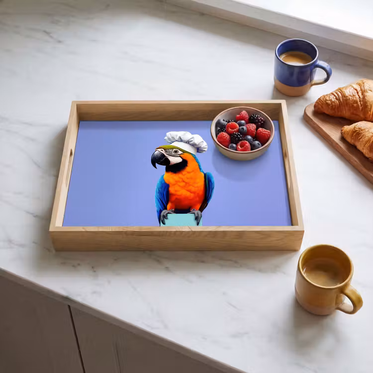 Papegaai - Koksmuts - Vogel - Leuk Dienblad Rechthoek middel -sfeer2