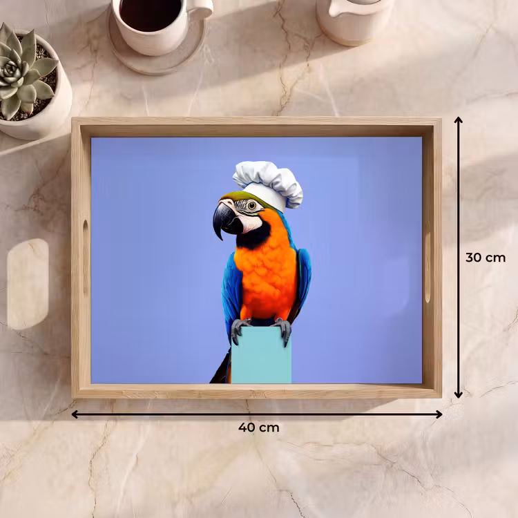 Papegaai - Koksmuts - Vogel - Leuk Dienblad Rechthoek middel -USP_Formaat