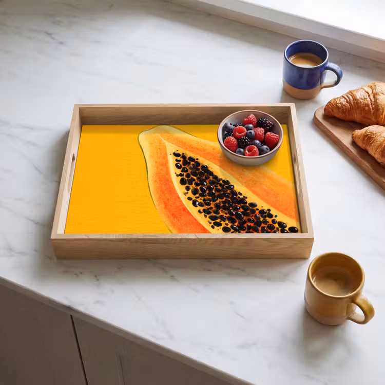 Papaja - Oranje - Topisch Dienblad Rechthoek middel -sfeer2