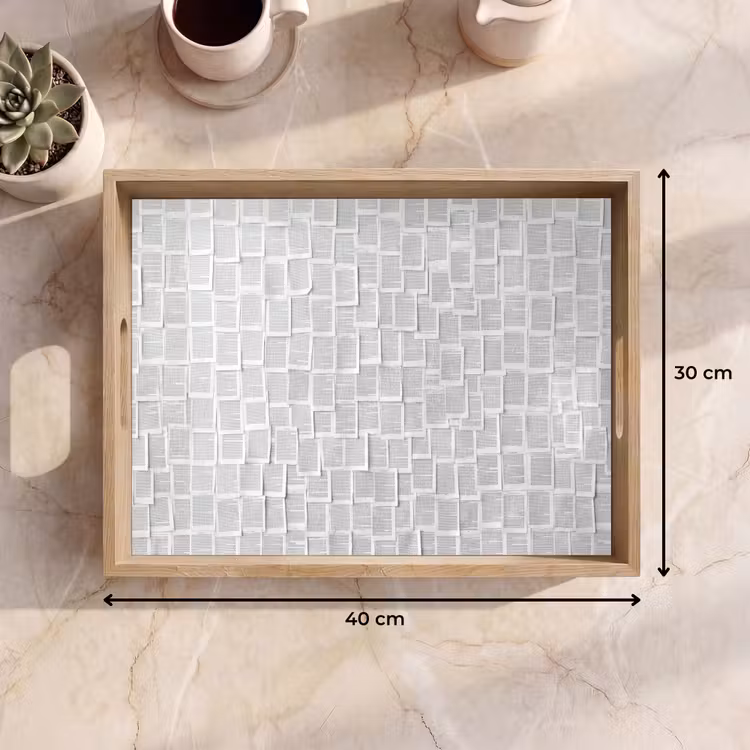 Papier - Overlappend - Textuur - Modern - Wit Dienblad Rechthoek middel -USP_Formaat