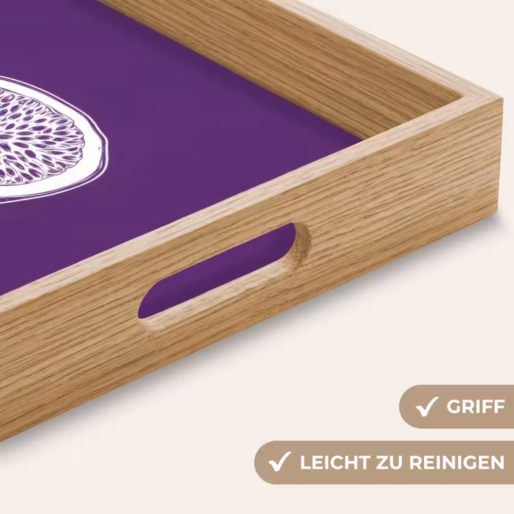 Passievrucht - Zaadjes - Paars - Minimalistisch Dienblad Rechthoek middel -USP_HandgreepDE