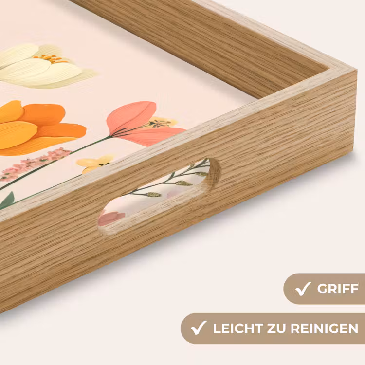 Pasteltinten - Bloemen - Illustratie Dienblad Rechthoek middel -USP_HandgreepDE