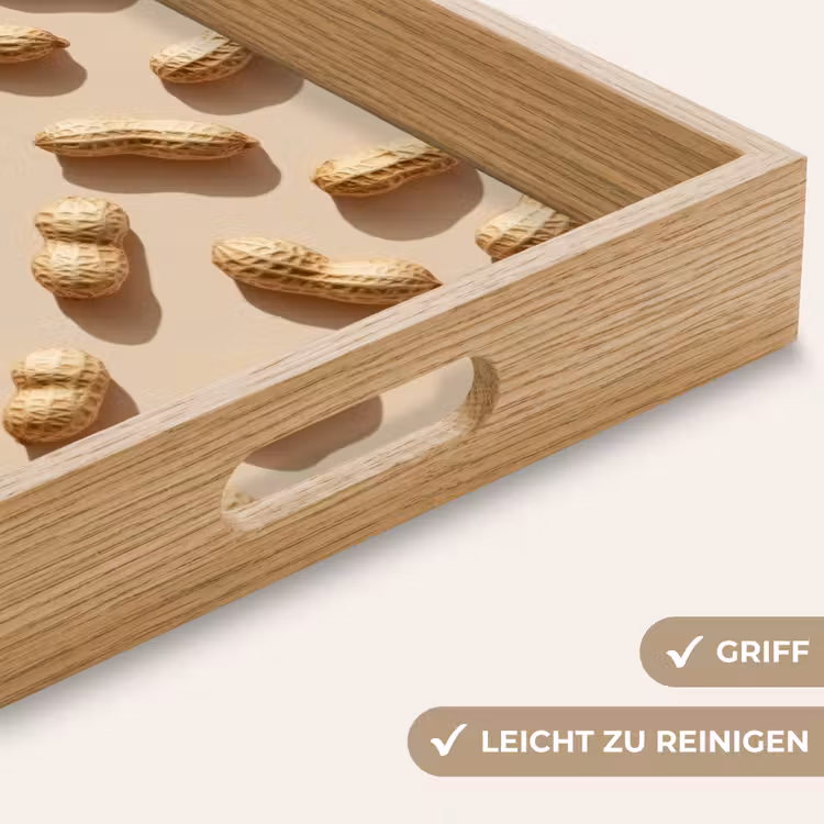 Pinda's - Patroon - Beige Dienblad Rechthoek middel -USP_HandgreepDE
