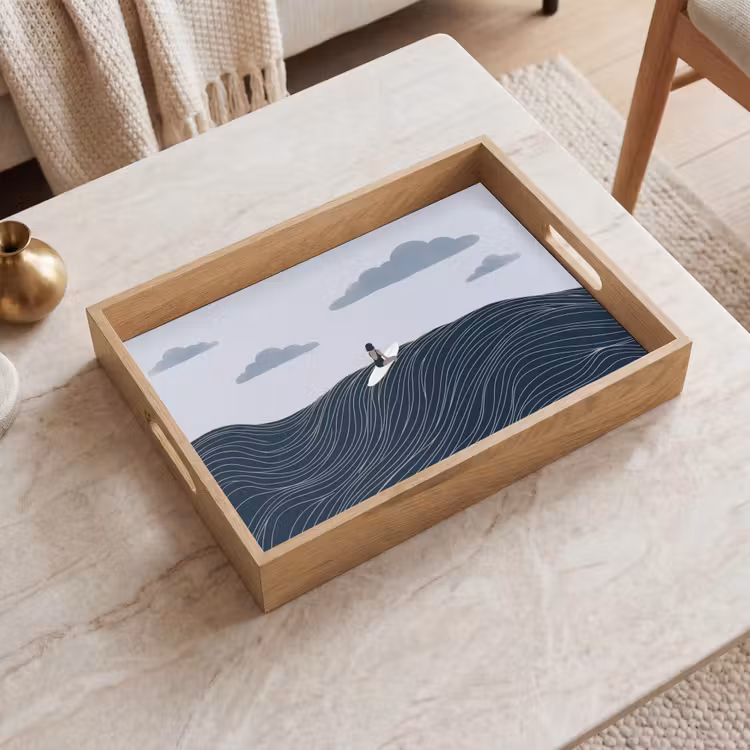 Persoon - Surfen - Oceaan - Natuur - Modern Dienblad Rechthoek middel -sfeer1