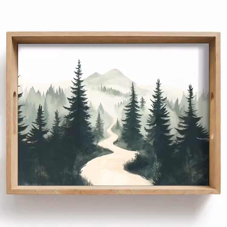 Pad - Bomen - Bos - Illustratie Dienblad Rechthoek middel -z3d_shopping