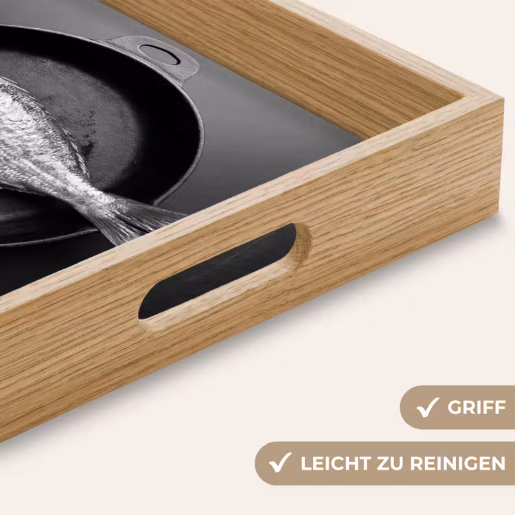 Pan - Vis - Zwart - Wit Dienblad Rechthoek middel -USP_HandgreepDE