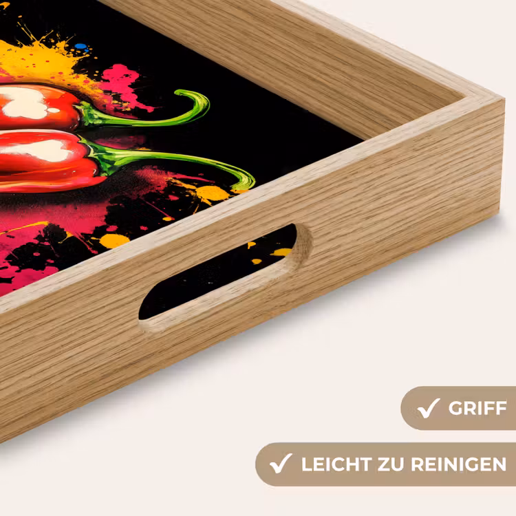 Peper - Graffiti - Verf - Abstract - Modern - Kleurrijk Dienblad Rechthoek middel -USP_HandgreepDE