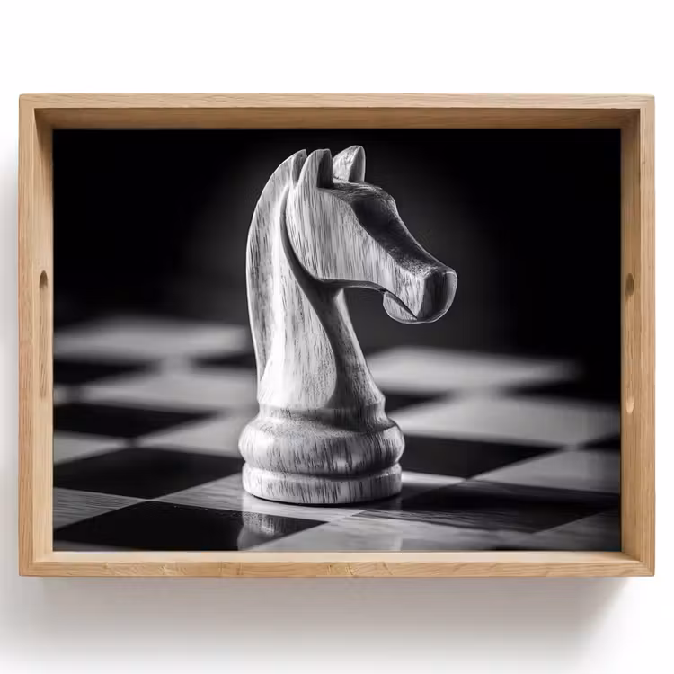 Paard - Hout - Schaalbord - Zwart Dienblad Rechthoek middel -z3d_shopping