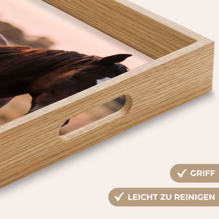 Paard - Zonsondergang - Bruin Dienblad Rechthoek middel -USP_HandgreepDE
