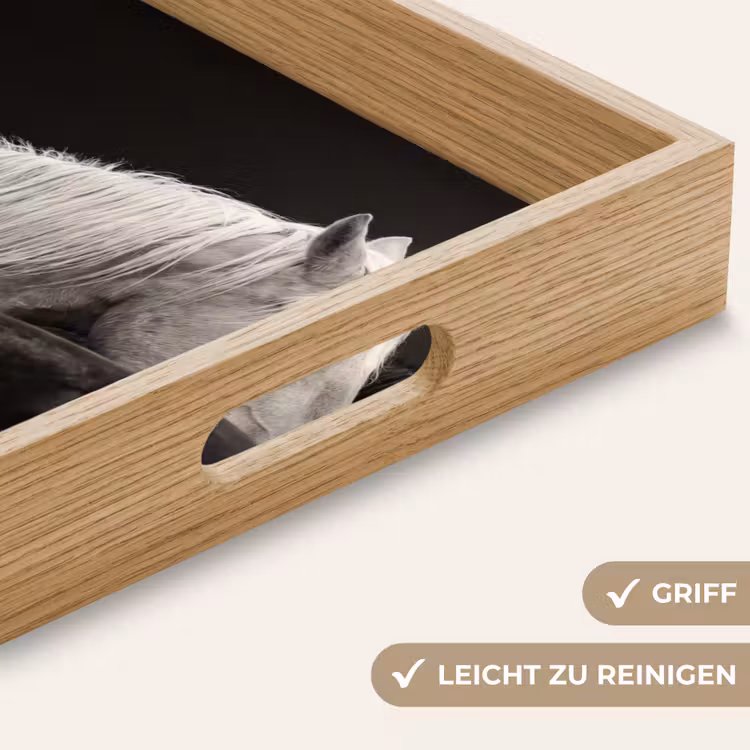 Paarden - Zwart - Wit - Kudde Dienblad Rechthoek middel -USP_HandgreepDE