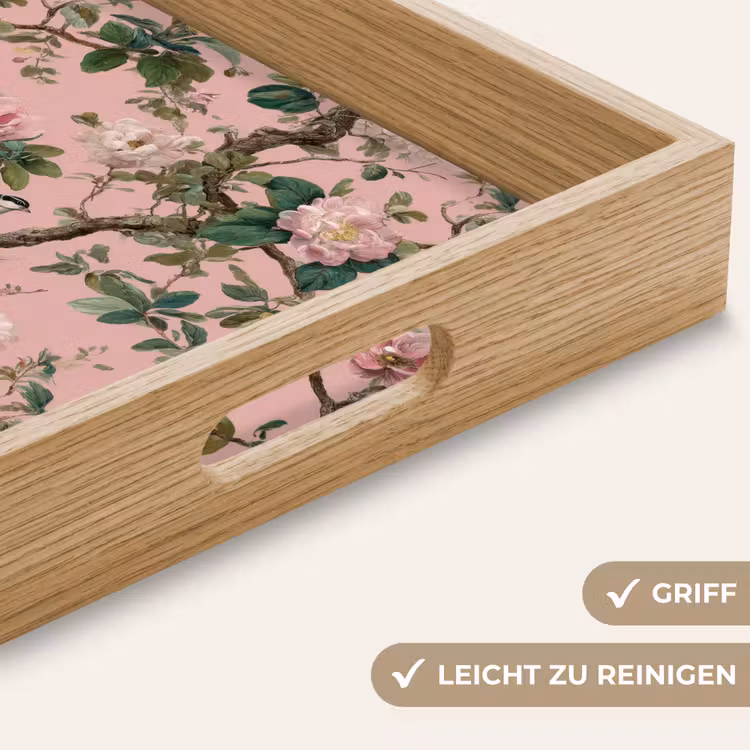 Pioenrozen - Botanisch - Vogel Dienblad Rechthoek middel 911 -USP_HandgreepDE