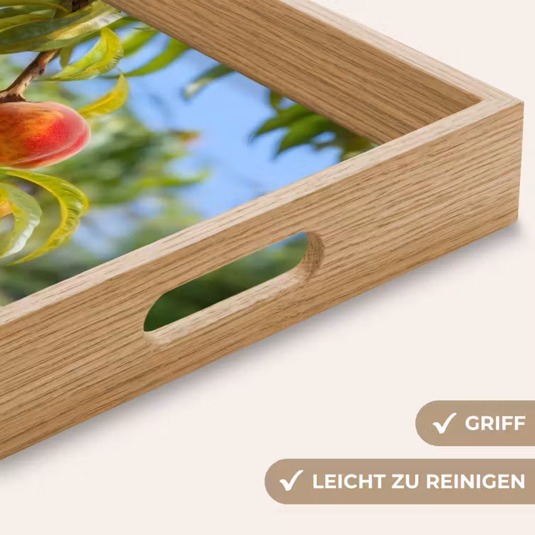 Perzik - Bladeren - Zonlicht Dienblad Rechthoek middel -USP_HandgreepDE