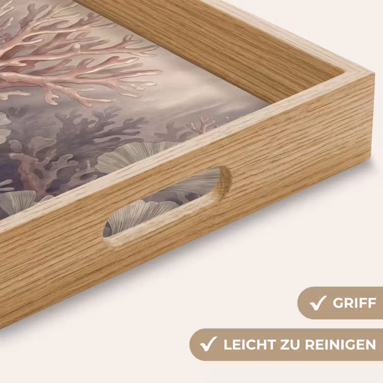 Plant - Bladeren - Zee - Illustratie - Groen Dienblad Rechthoek middel -USP_HandgreepDE