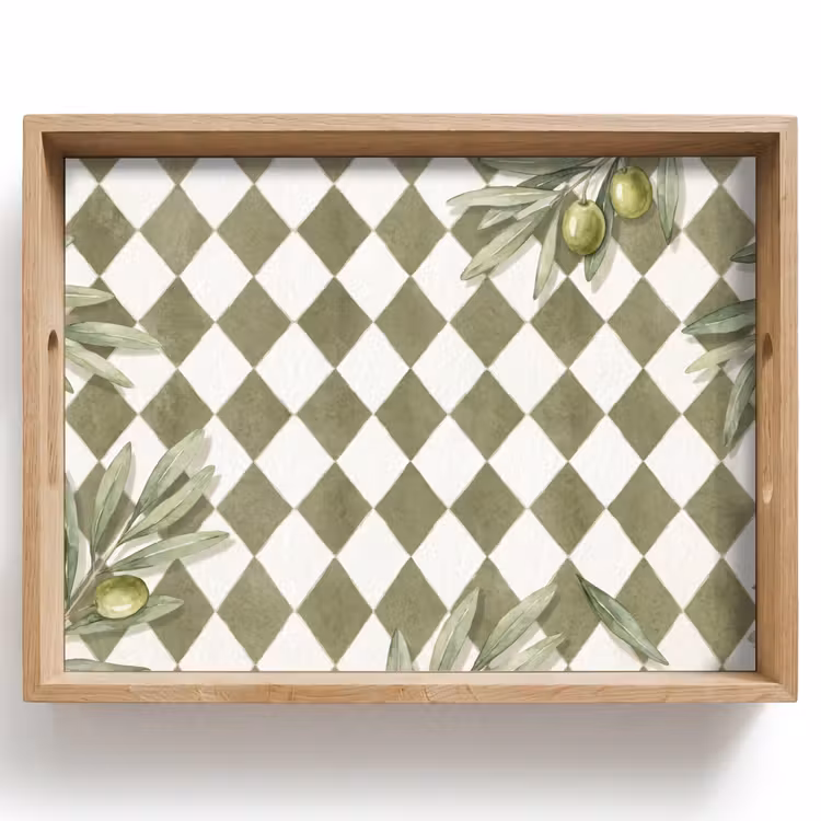 Plant - Olijftakken - Waterverf - Mediterraan - Groen Dienblad Rechthoek middel -z3d_shopping