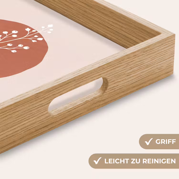 Plant - Tak - Abstract - Modern - Wit Dienblad Rechthoek middel -USP_HandgreepDE