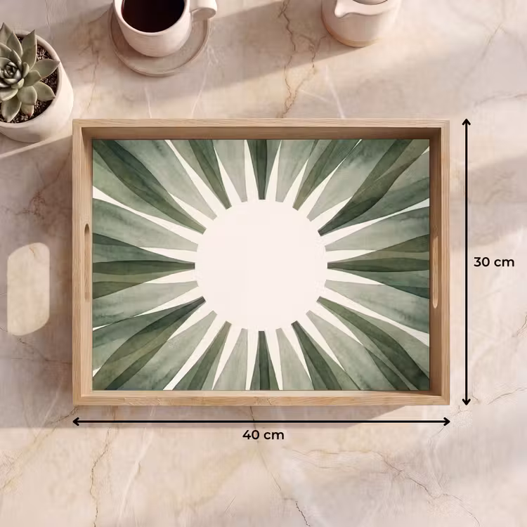 Planten - Abstract - Waterverf - Groen - Natuur Dienblad Rechthoek middel -USP_Formaat