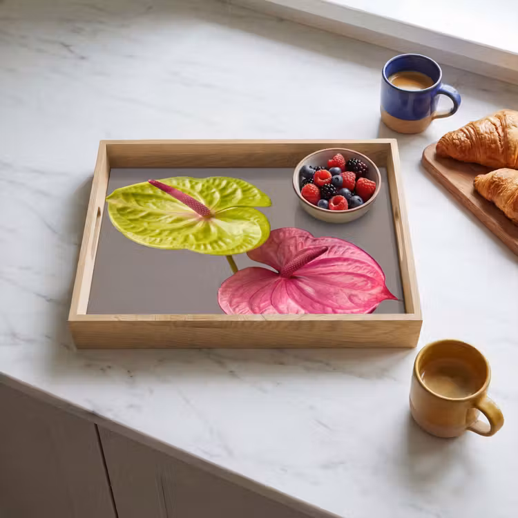 Planten - Anthurium - Groen - Roze Dienblad Rechthoek middel -sfeer2