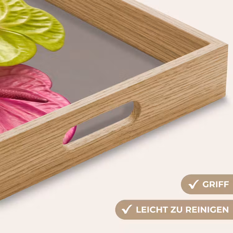 Planten - Anthurium - Groen - Roze Dienblad Rechthoek middel -USP_HandgreepDE
