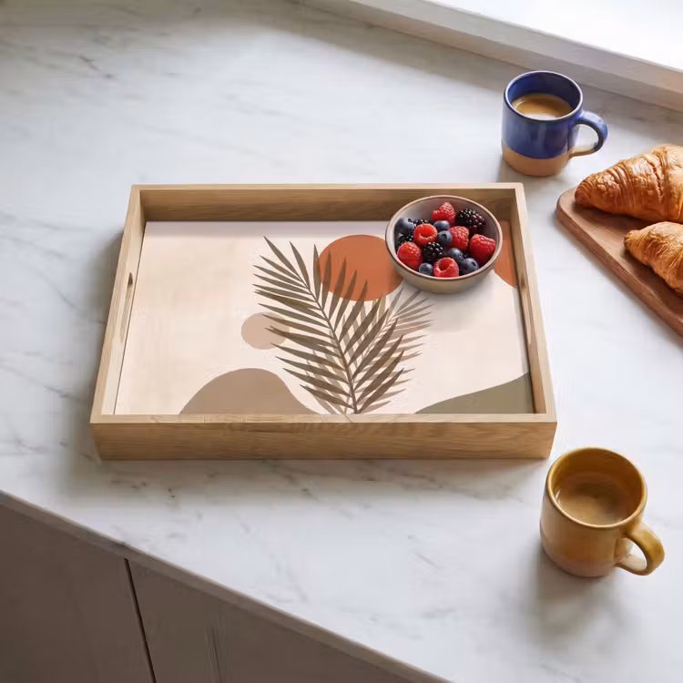 Planten - Bladeren - Abstract - Modern - Beige Dienblad Rechthoek middel -sfeer2