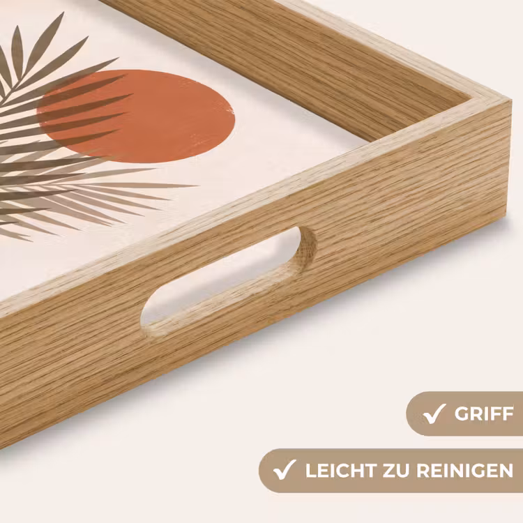 Planten - Bladeren - Abstract - Modern - Beige Dienblad Rechthoek middel -USP_HandgreepDE