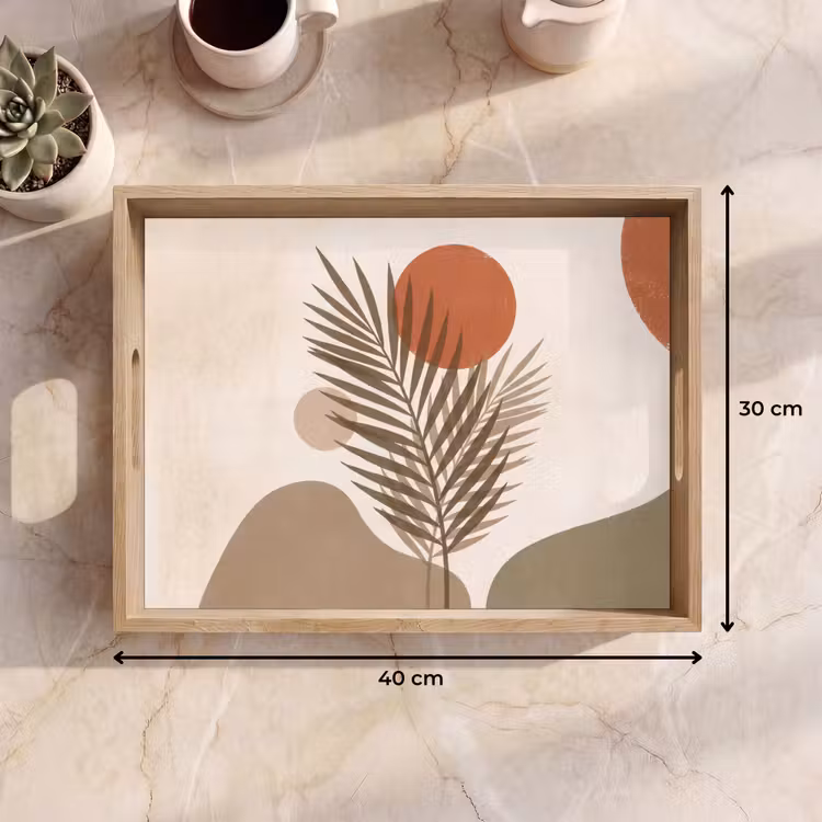Planten - Bladeren - Abstract - Modern - Beige Dienblad Rechthoek middel -USP_Formaat