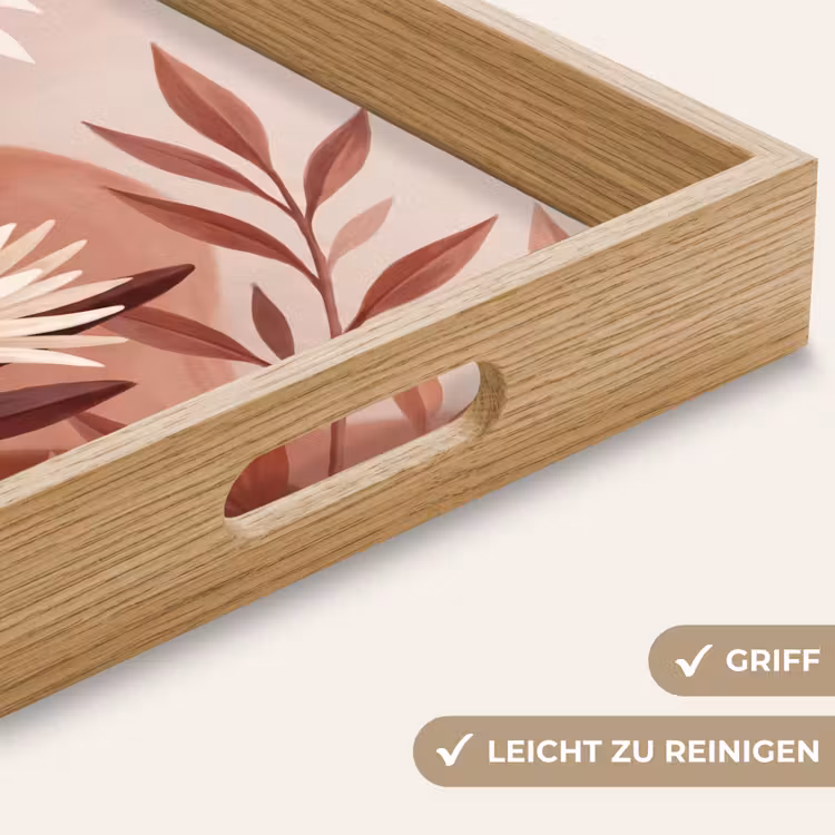 Planten - Bladeren - Botanisch - Modern - Bruin Dienblad Rechthoek middel -USP_HandgreepDE