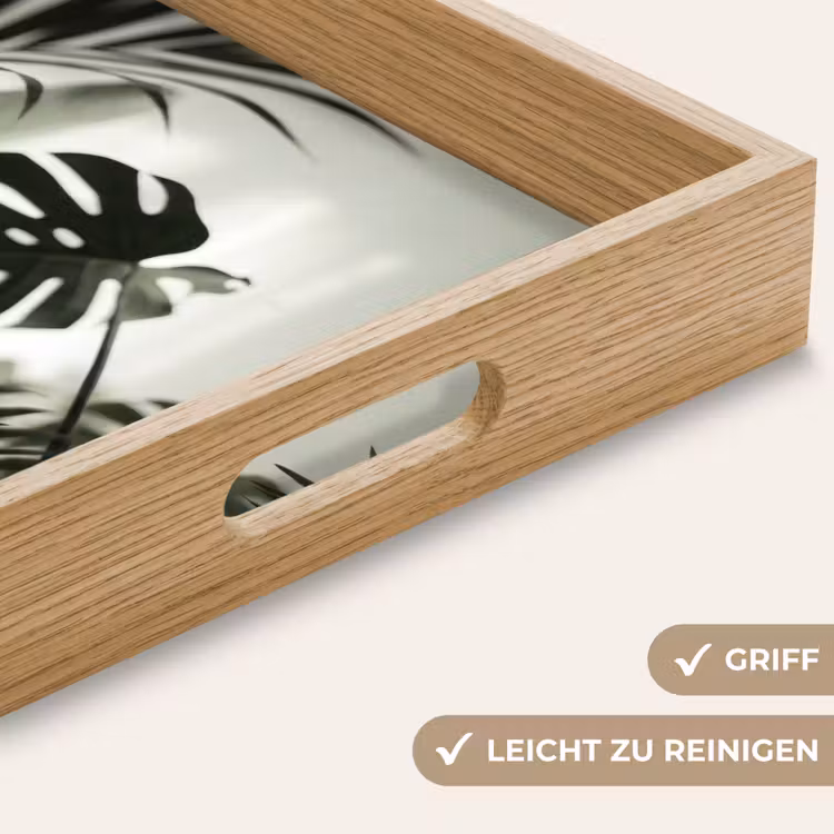 Planten - Bladeren - Natuur - Minimalistisch - Groen Dienblad Rechthoek middel -USP_HandgreepDE