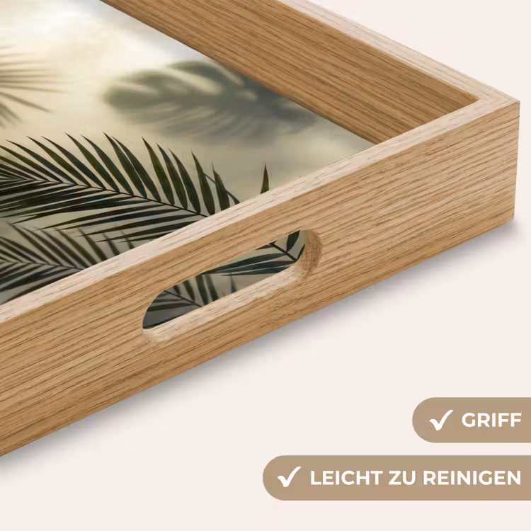Planten - Bladeren - Schaduwen - Groen - Modern Dienblad Rechthoek middel -USP_HandgreepDE