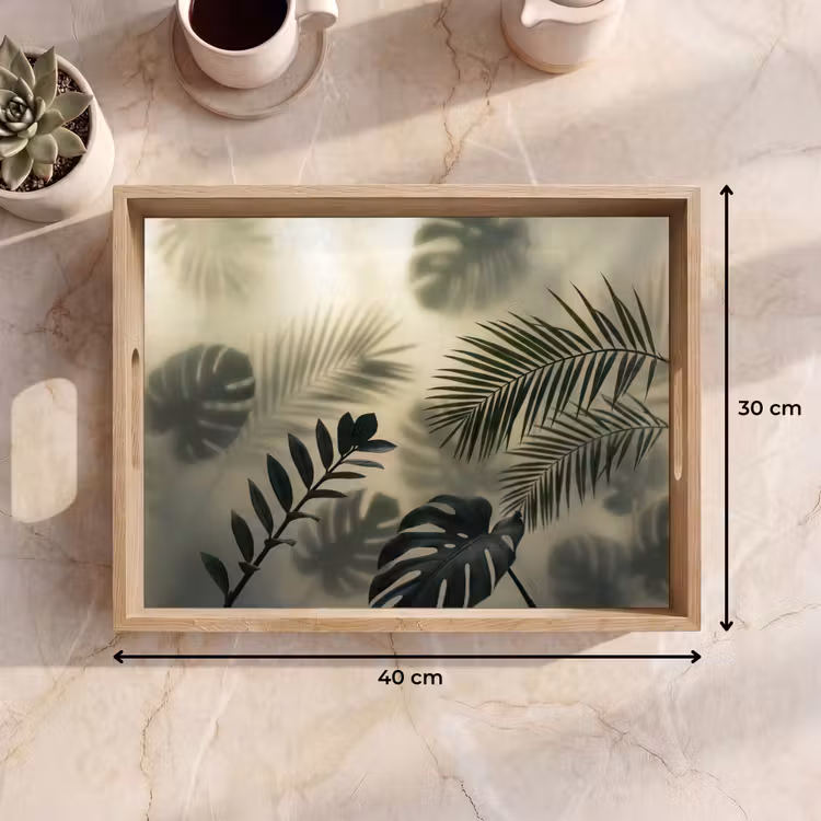 Planten - Bladeren - Schaduwen - Groen - Modern Dienblad Rechthoek middel -USP_Formaat