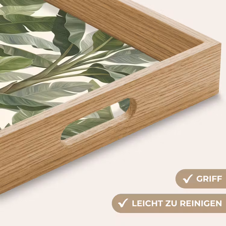 Planten - Bladeren - Tropisch - Groen Dienblad Rechthoek middel -USP_HandgreepDE