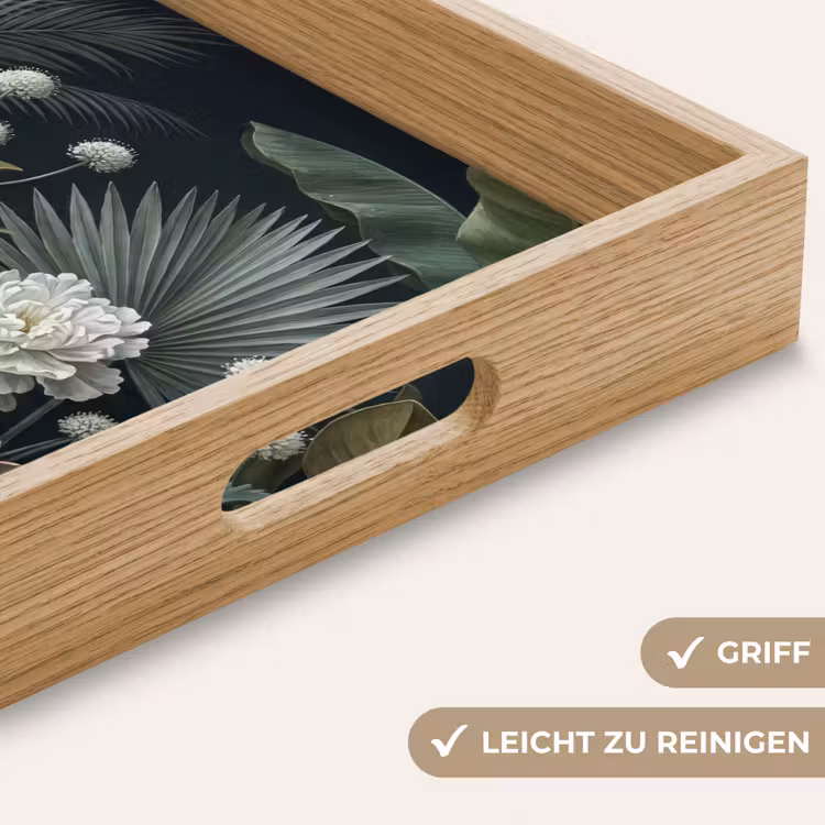 Planten - Tropisch - Botanisch - Donker - Groen Dienblad Rechthoek middel -USP_HandgreepDE
