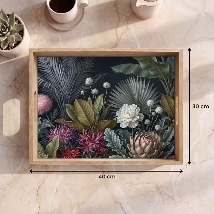 Planten - Tropisch - Botanisch - Donker - Groen Dienblad Rechthoek middel -USP_Formaat