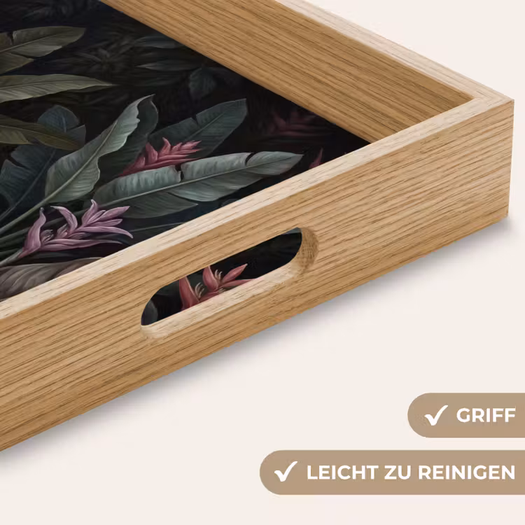Planten - Tropisch - Jungle - Donker - Natuur Dienblad Rechthoek middel -USP_HandgreepDE