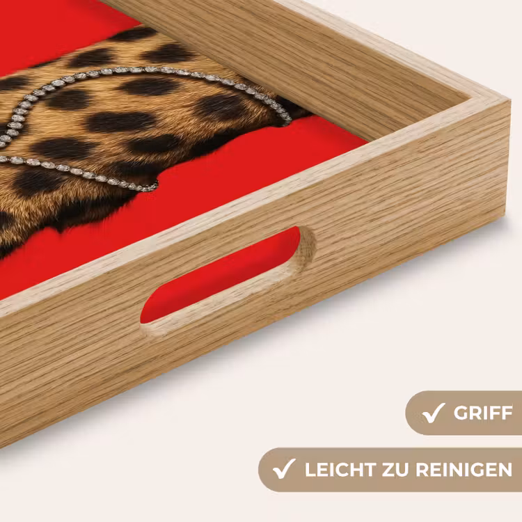 Poot - Luipaard - Ketting - Edelstenen Dienblad Rechthoek middel -USP_HandgreepDE
