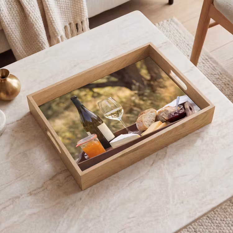 Picknick - Wijn - Kaasplankje Dienblad Rechthoek middel -sfeer1