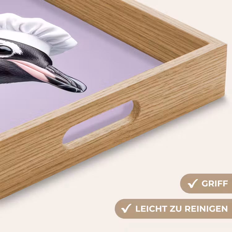 Pinguïn - Koksmuts - Lief - Paars Dienblad Rechthoek middel -USP_HandgreepDE