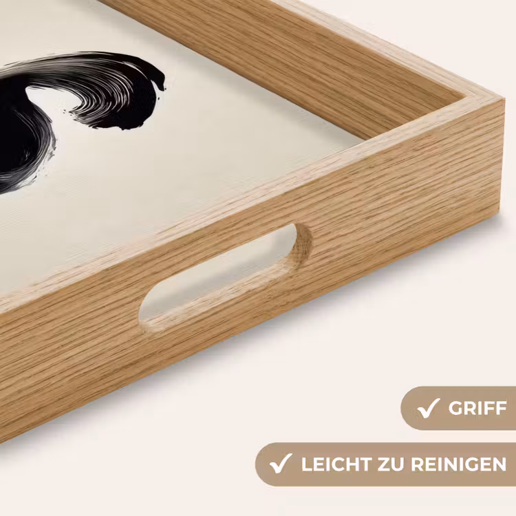Penseelstreek - Zwart - Minimalistisch Dienblad Rechthoek middel -USP_HandgreepDE