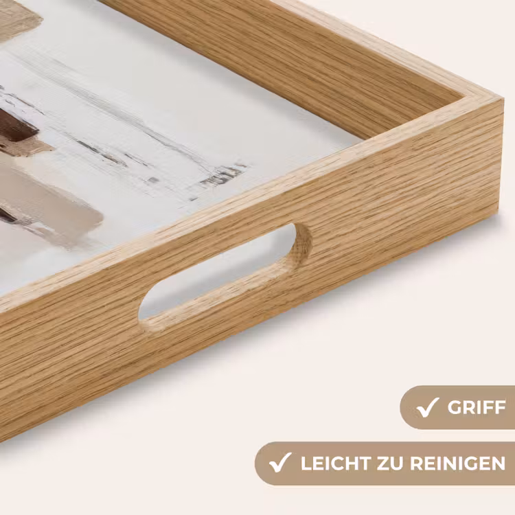 Penseelstreken - Balans - Beige - Bruin Dienblad Rechthoek middel -USP_HandgreepDE