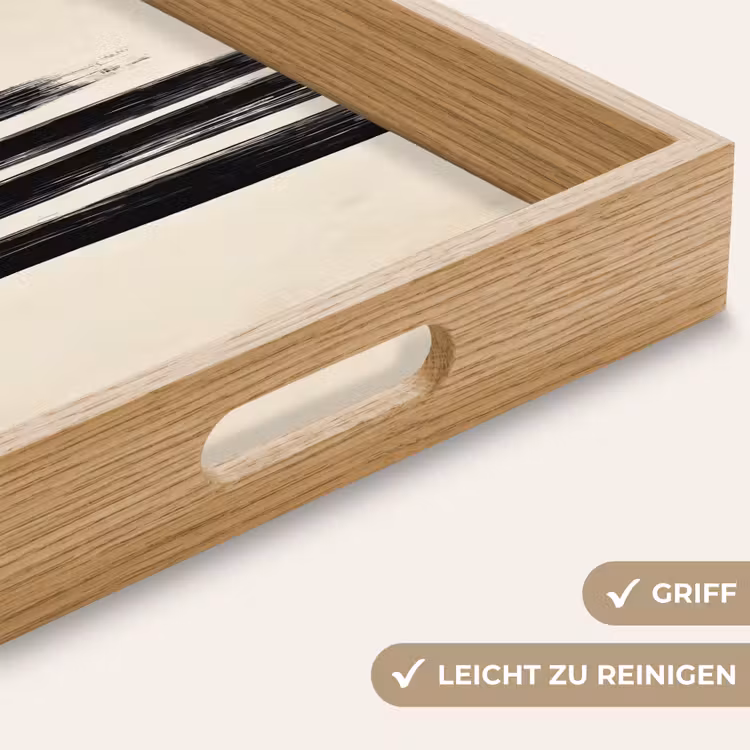 Penseelstreken - Verticaal - Zwart Dienblad Rechthoek middel -USP_HandgreepDE