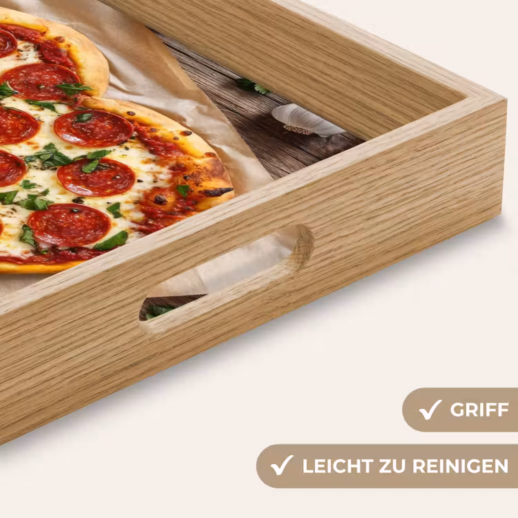Pizza - Hart - Pepperoni - Tomaat Dienblad Rechthoek middel -USP_HandgreepDE