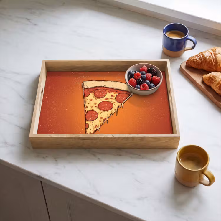 Pizza - Kaas - Rood - Pepperoni Dienblad Rechthoek middel -sfeer2