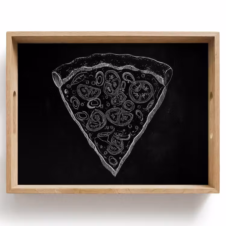 Pizzapunt - Toppings - Krijttekening Dienblad Rechthoek middel -z3d_shopping