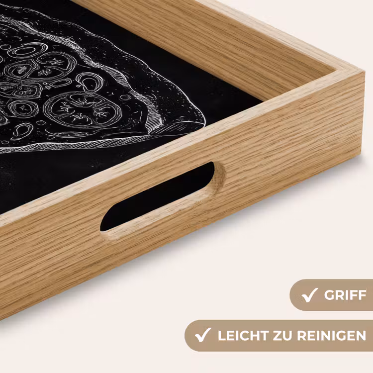 Pizzapunt - Toppings - Krijttekening Dienblad Rechthoek middel -USP_HandgreepDE