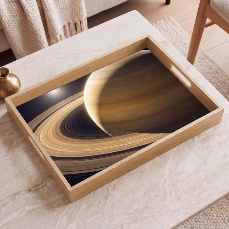 Tablett - Planet – Ringe – Weltraum - Planeet - Ringen - Ruimte Dienblad Rechthoek middel