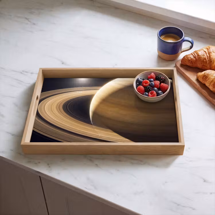 Tablett - Planet – Ringe – Weltraum - Planeet - Ringen - Ruimte Dienblad Rechthoek middel