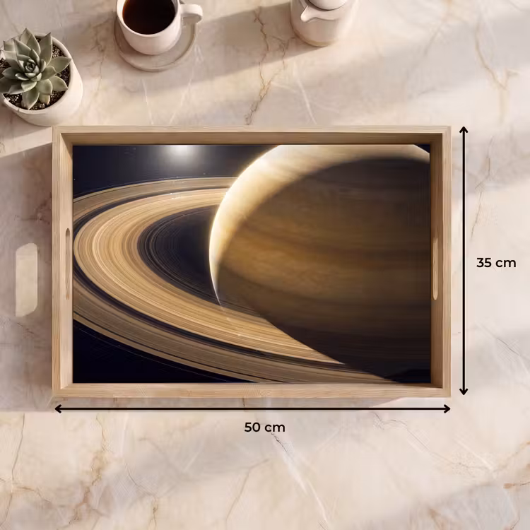 Tablett - Planet – Ringe – Weltraum - Planeet - Ringen - Ruimte Dienblad Rechthoek middel