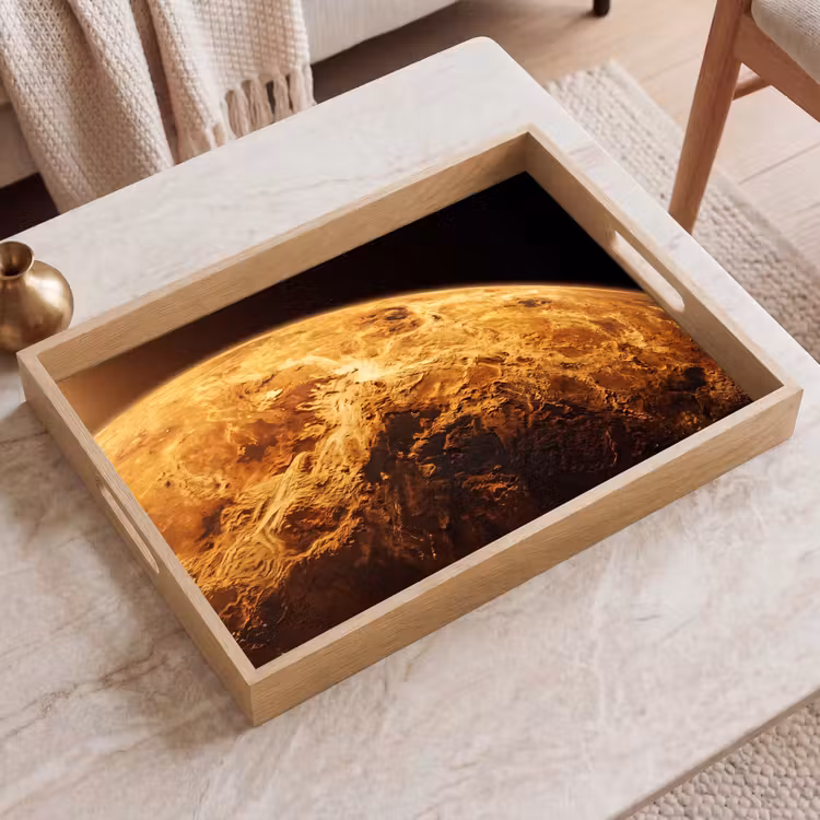 Tablett - Planet – Weltraum – Orange - Planeet - Ruimte - Oranje Dienblad Rechthoek middel