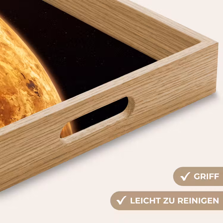 Tablett - Planet – Weltraum – Orange - Planeet - Ruimte - Oranje Dienblad Rechthoek middel