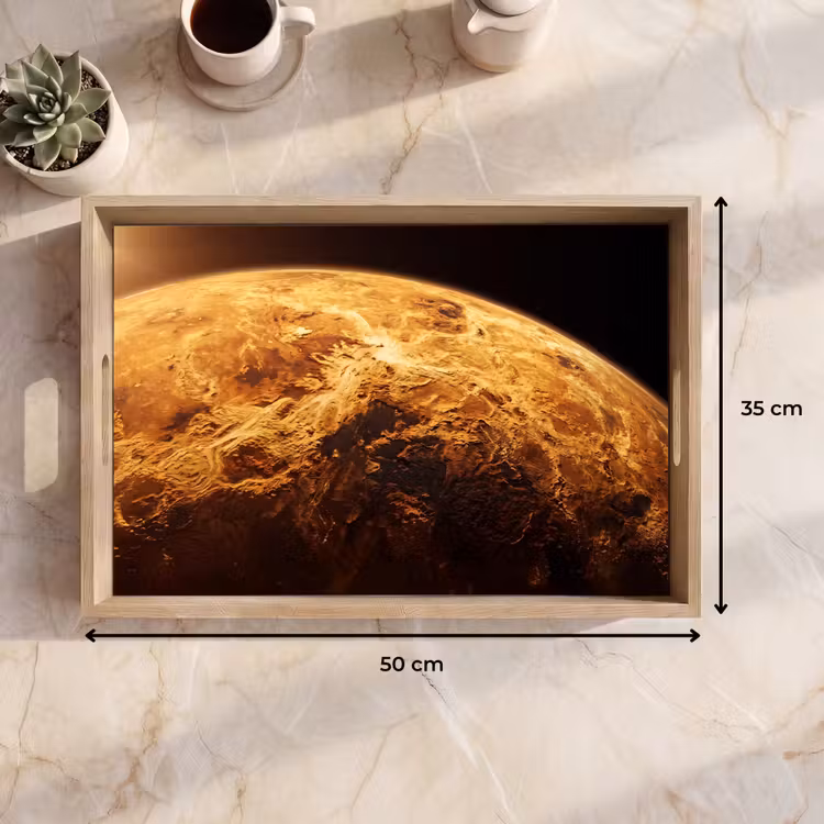 Tablett - Planet – Weltraum – Orange - Planeet - Ruimte - Oranje Dienblad Rechthoek middel