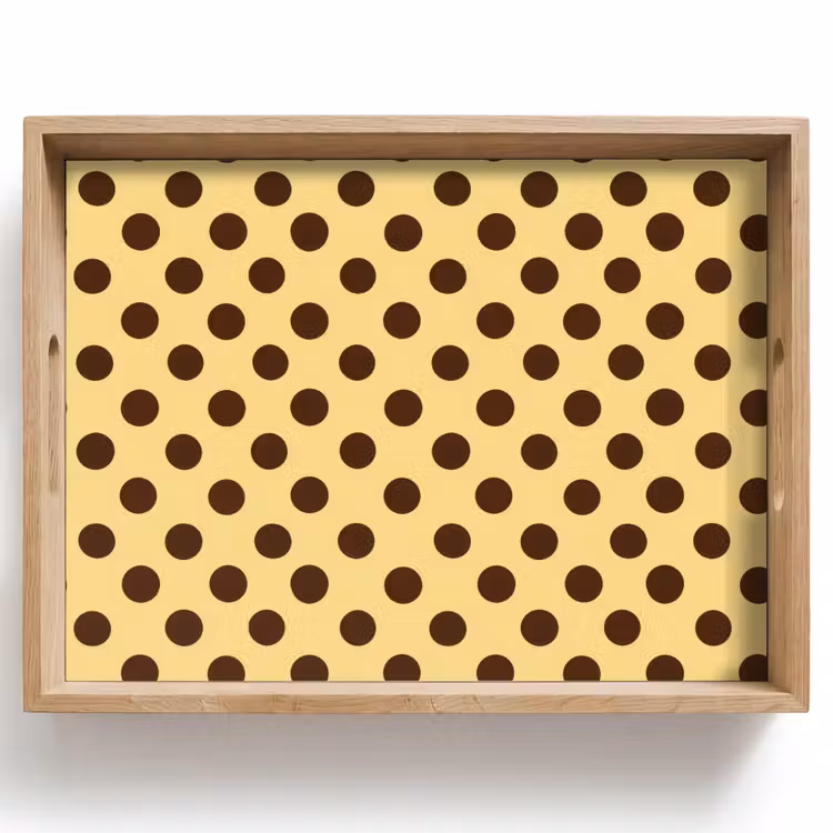 Polka Dot - Stippen - Retro - Geel - Bruin Dienblad Rechthoek middel 911 -z3d_shopping